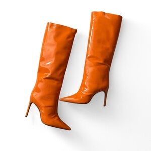 Schutz Mary Up Knee High Patent Orange Boot